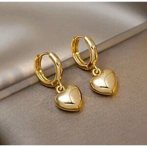 Gold Puffed Heart Earrings